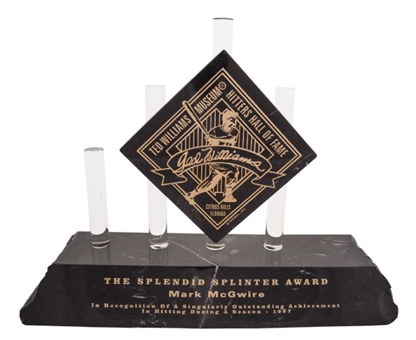 Ted Williams Museum 1997 “Splendid Splinter Award” Presented to Mark McGwire 